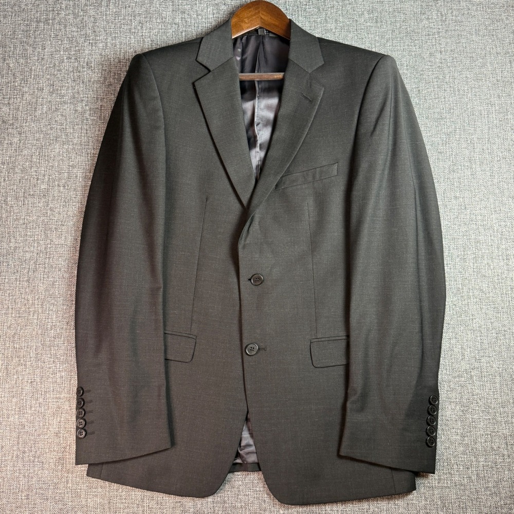 Men Zara Man Blazer | Size 38 | Charcoal Grey Wool Blend Two Button Jacket